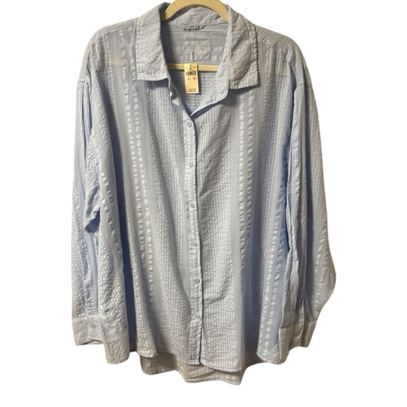 Aerie Seersucker Coverup Shirt Women’s Lightweight Button Up Baby Blue Large - Picture 7 of 10